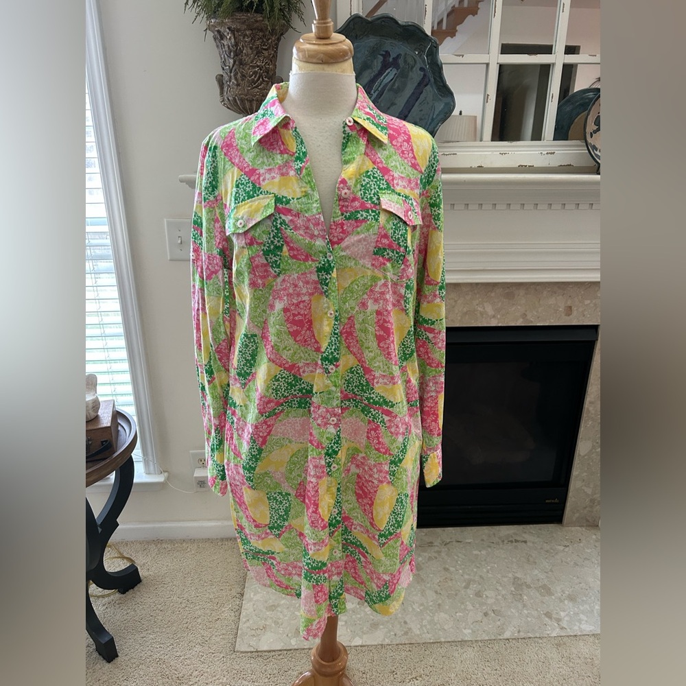 Lilly Pulitzer Vintage Multi Patchwork Shirt Dress - image 1